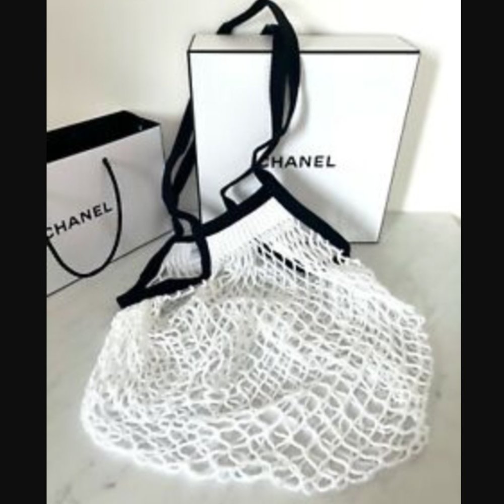CHANEL Factory 5 - Limited Edition Black White Mesh Shopping Bag